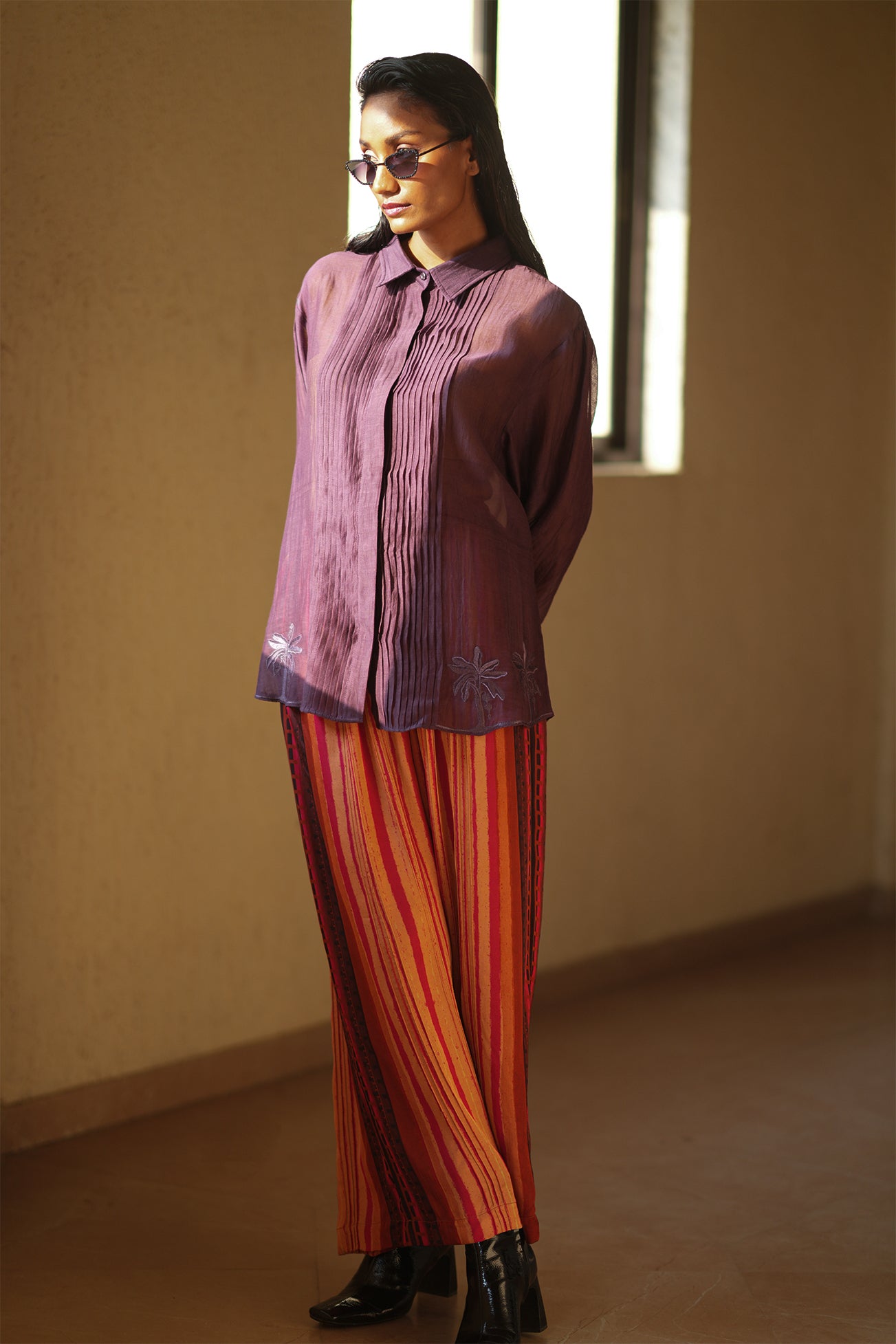 BURGUNDY PLEAT TOP