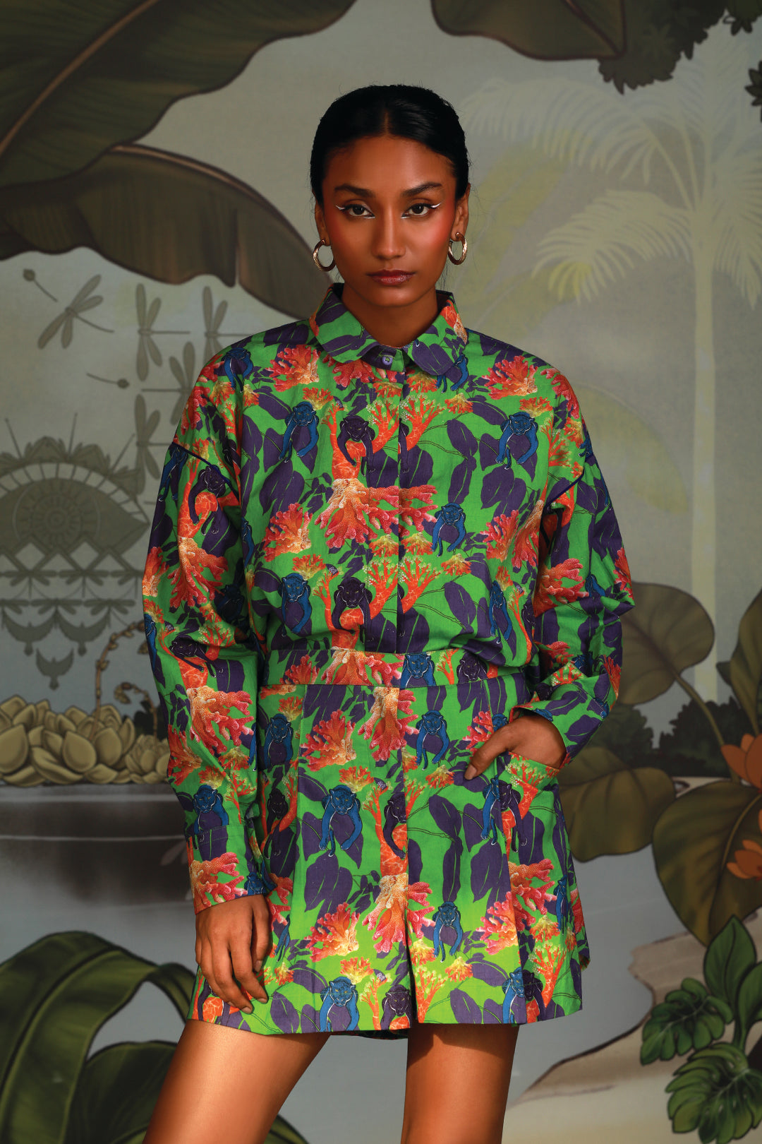 GREEN PANTHER SHORTS CO-ORD