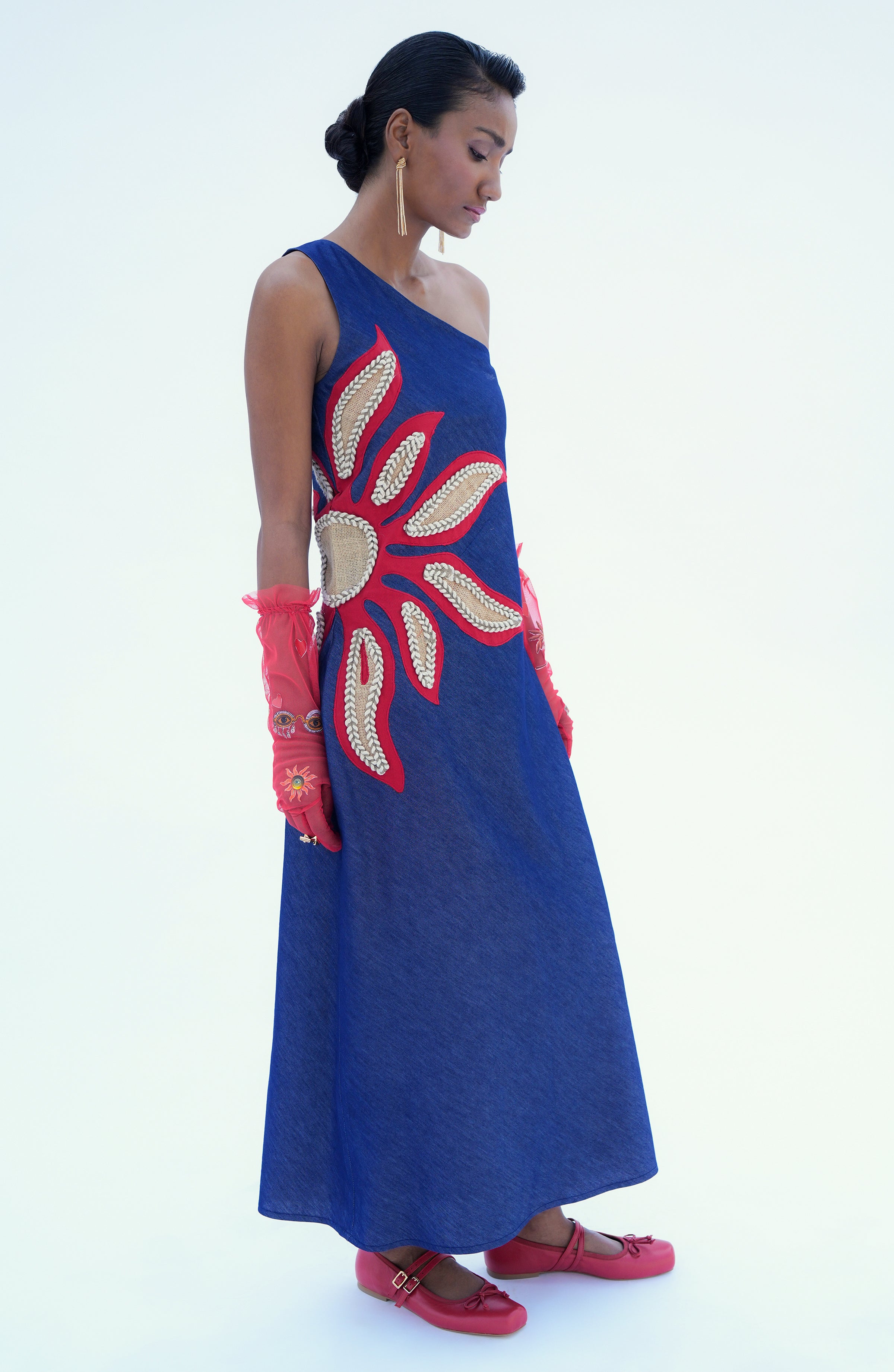 DENIM OFF- SHOULDER DRESS