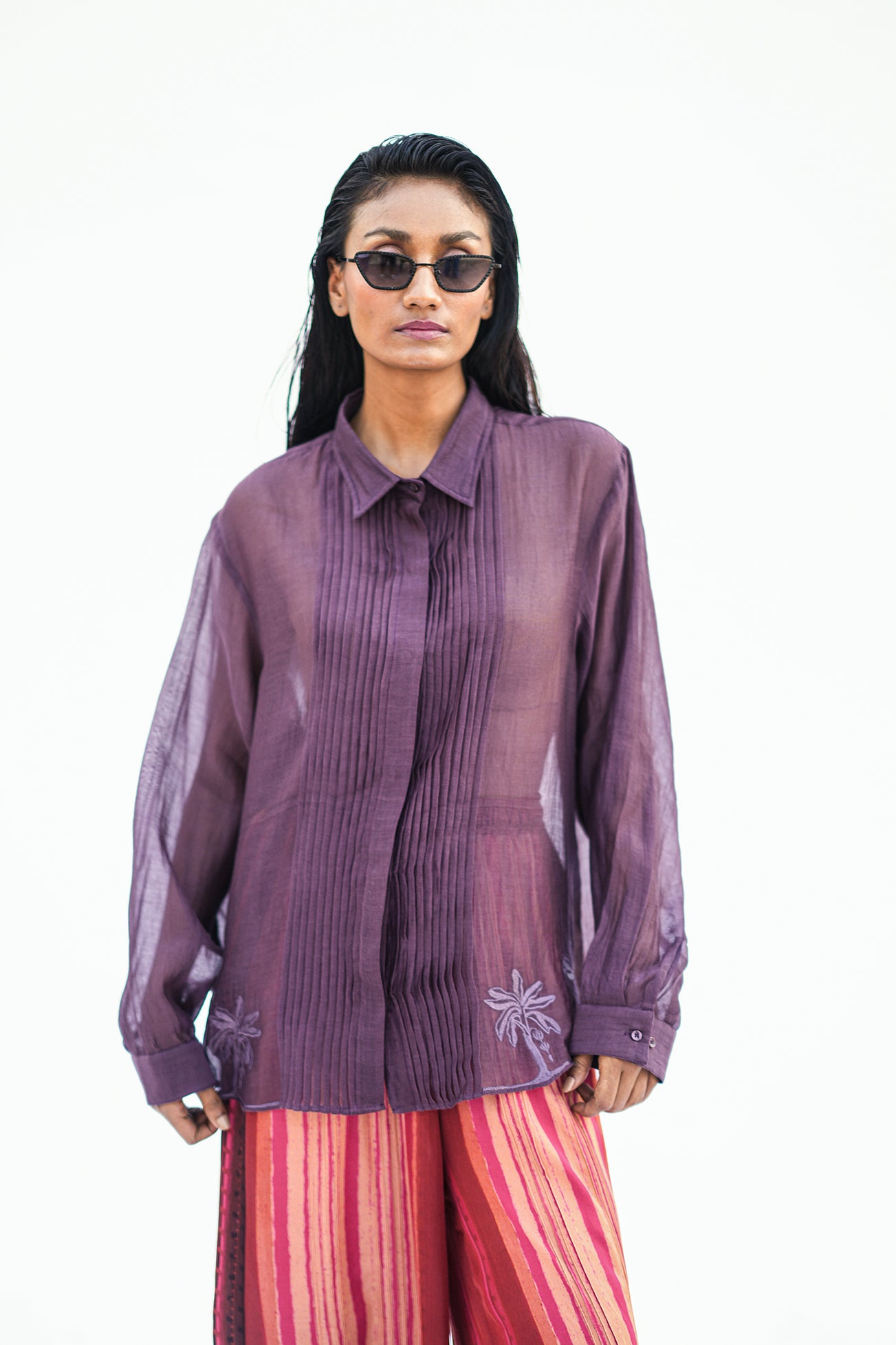 BURGUNDY PLEAT TOP