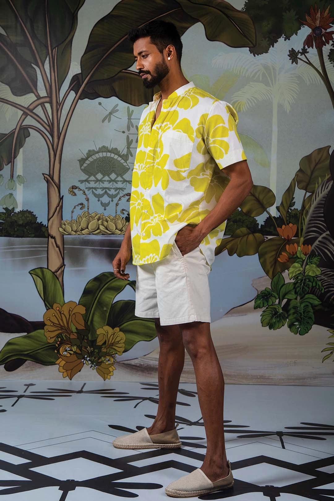 LIME SONDER STAND COLLAR SHIRT
