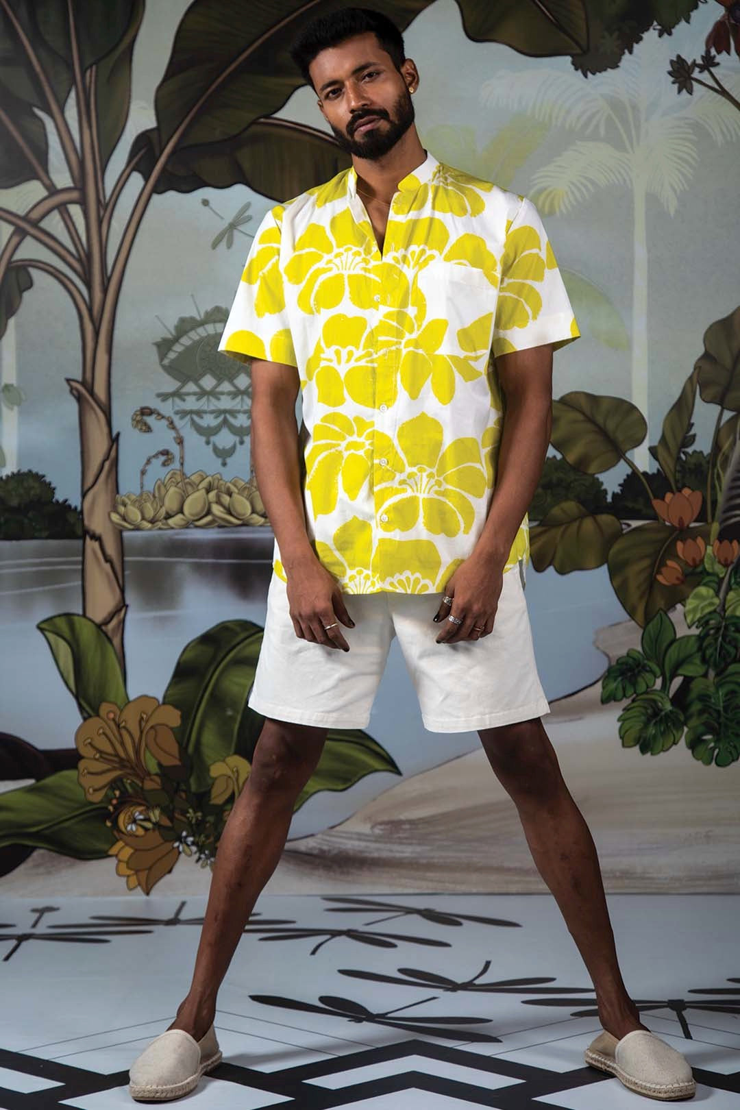LIME SONDER STAND COLLAR SHIRT