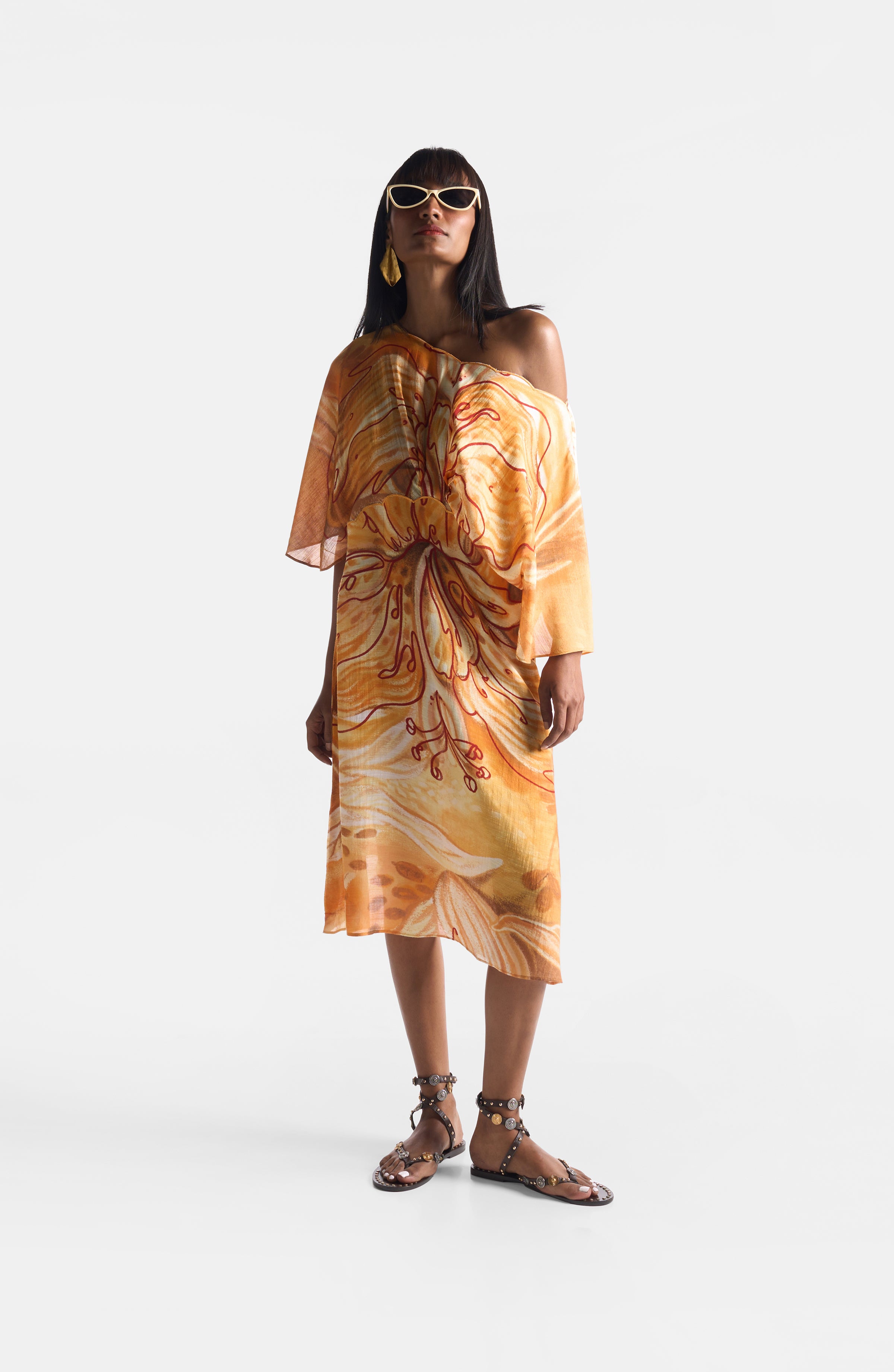 APRICOT SCALLOP DRESS