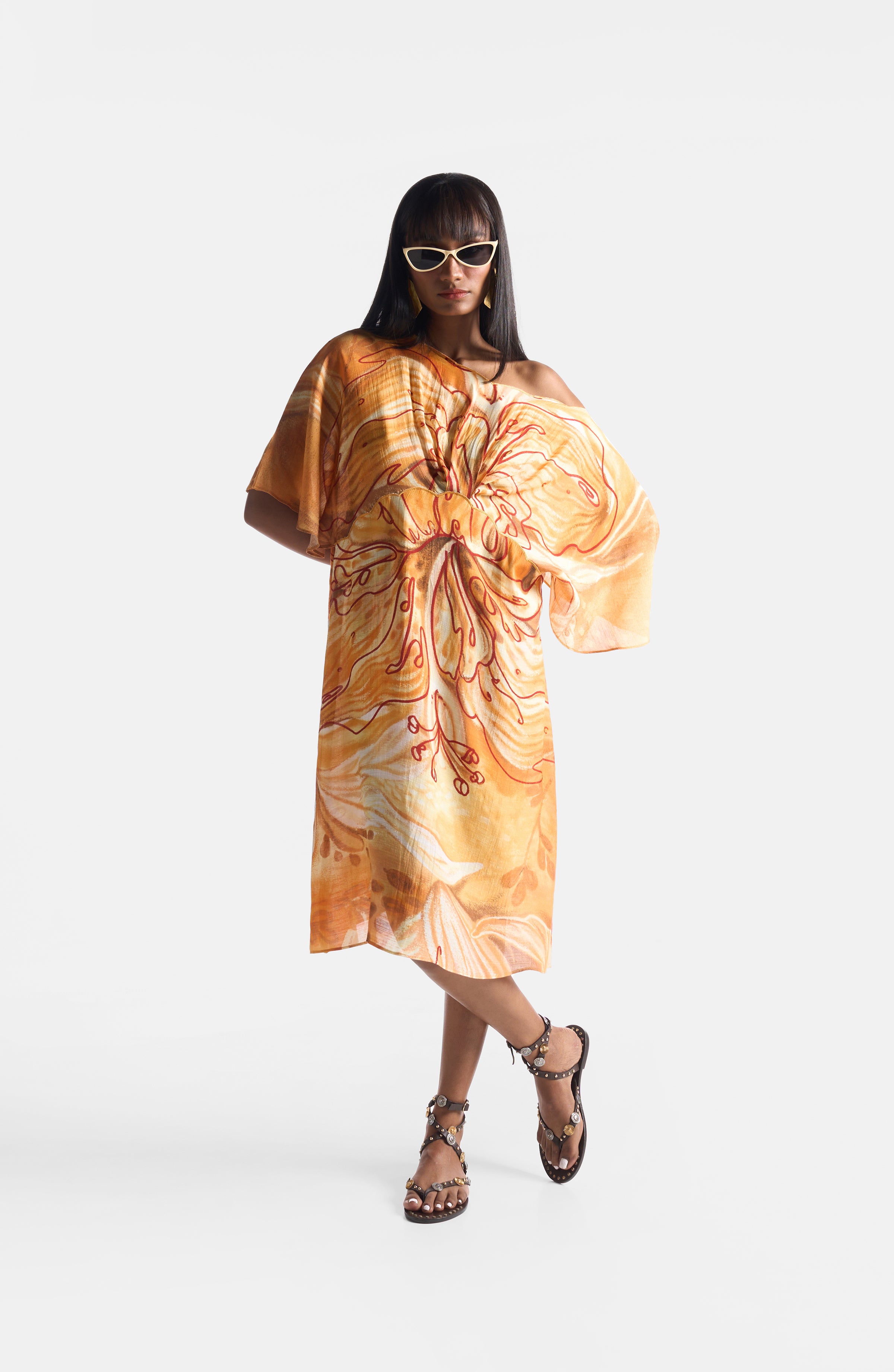APRICOT SCALLOP DRESS