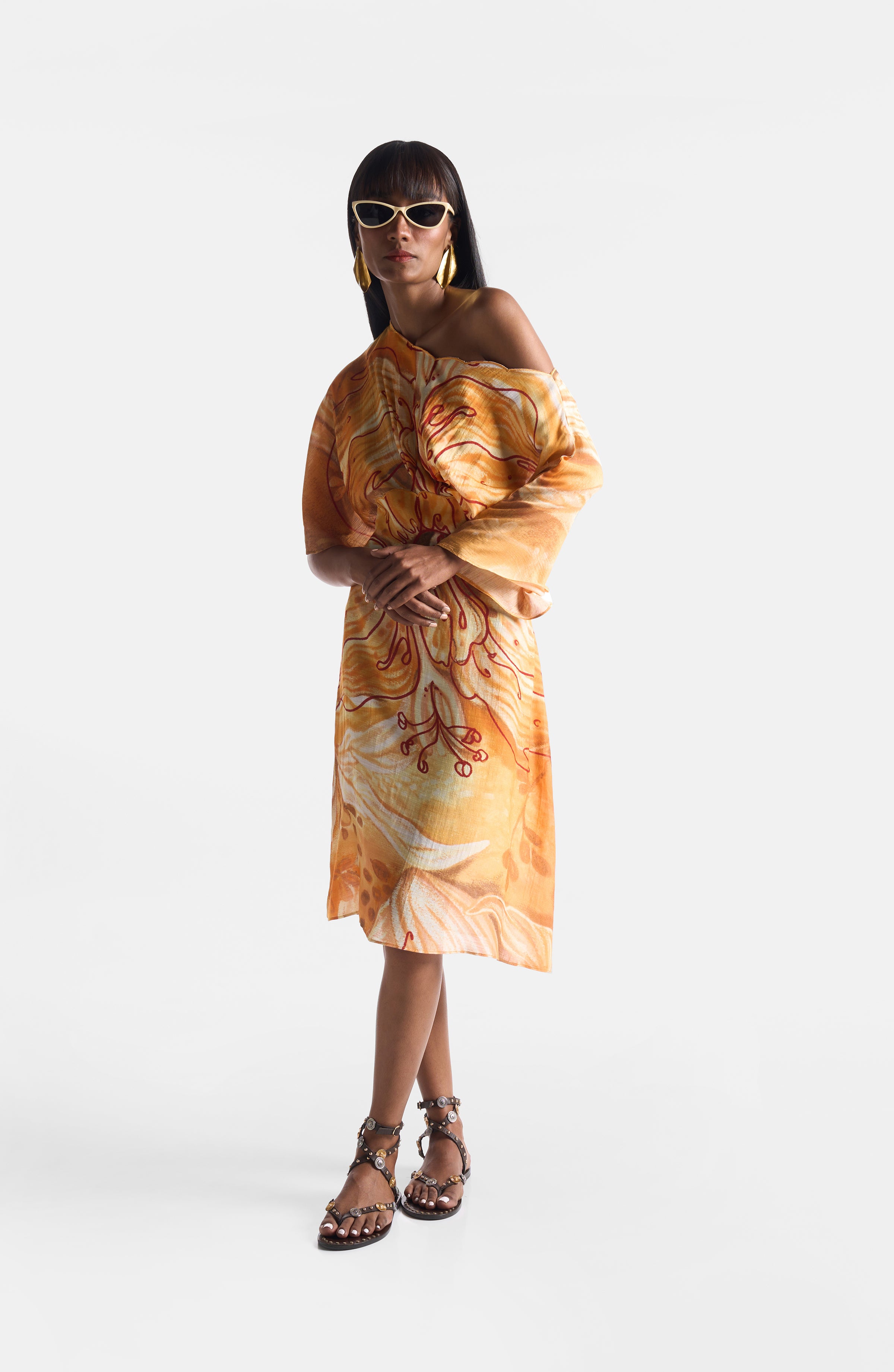 APRICOT SCALLOP DRESS