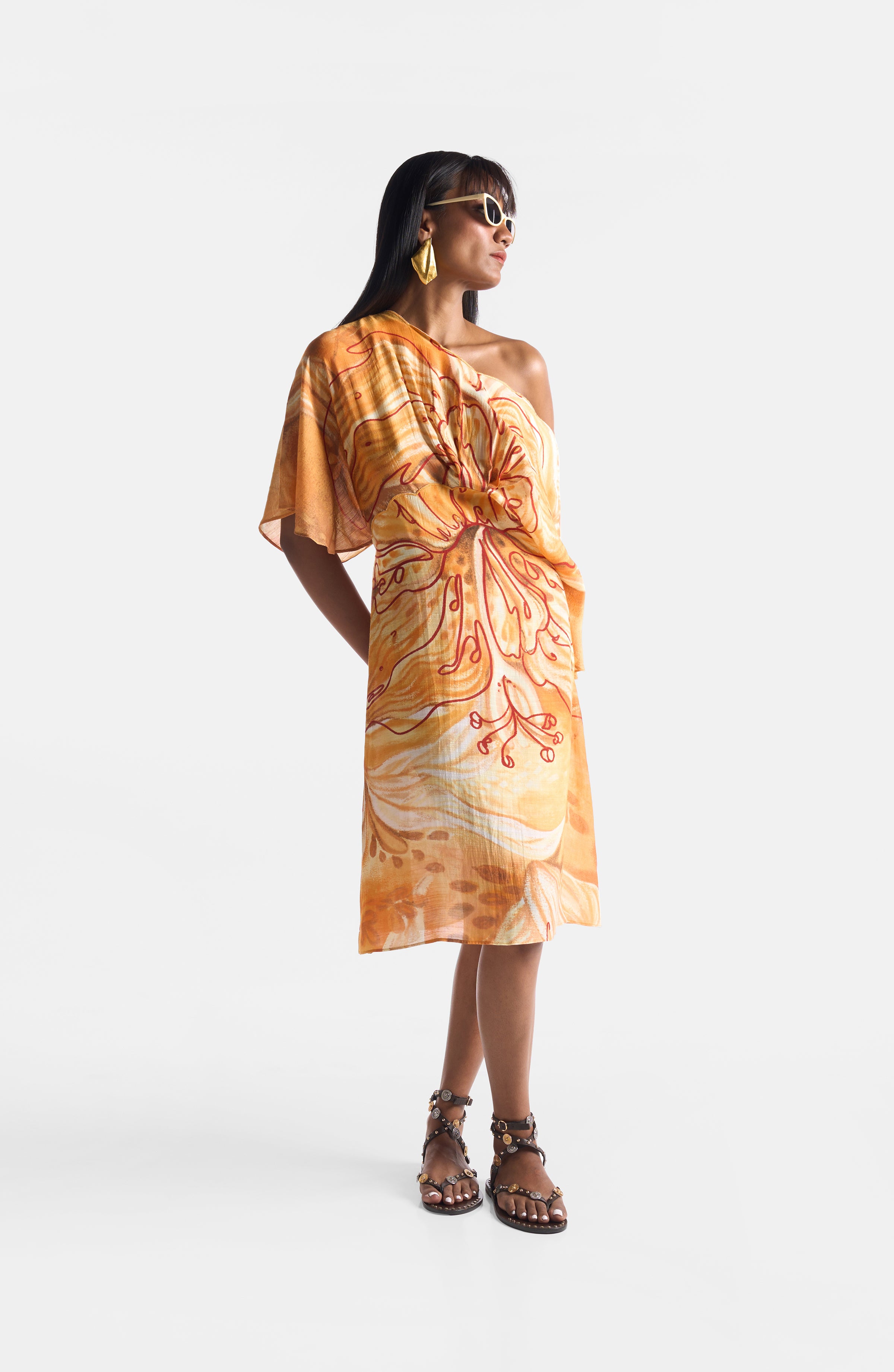 APRICOT SCALLOP DRESS