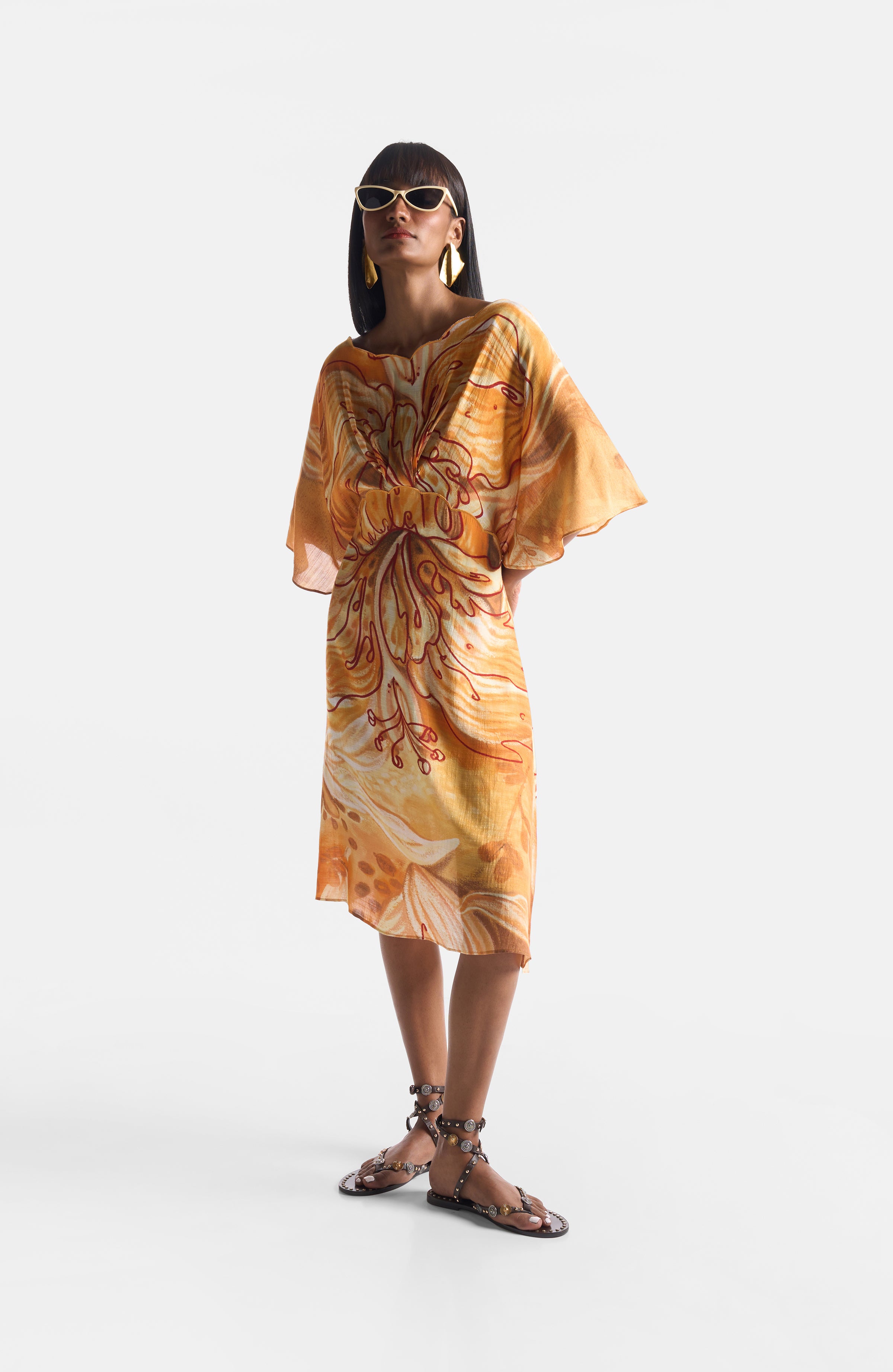 APRICOT SCALLOP DRESS