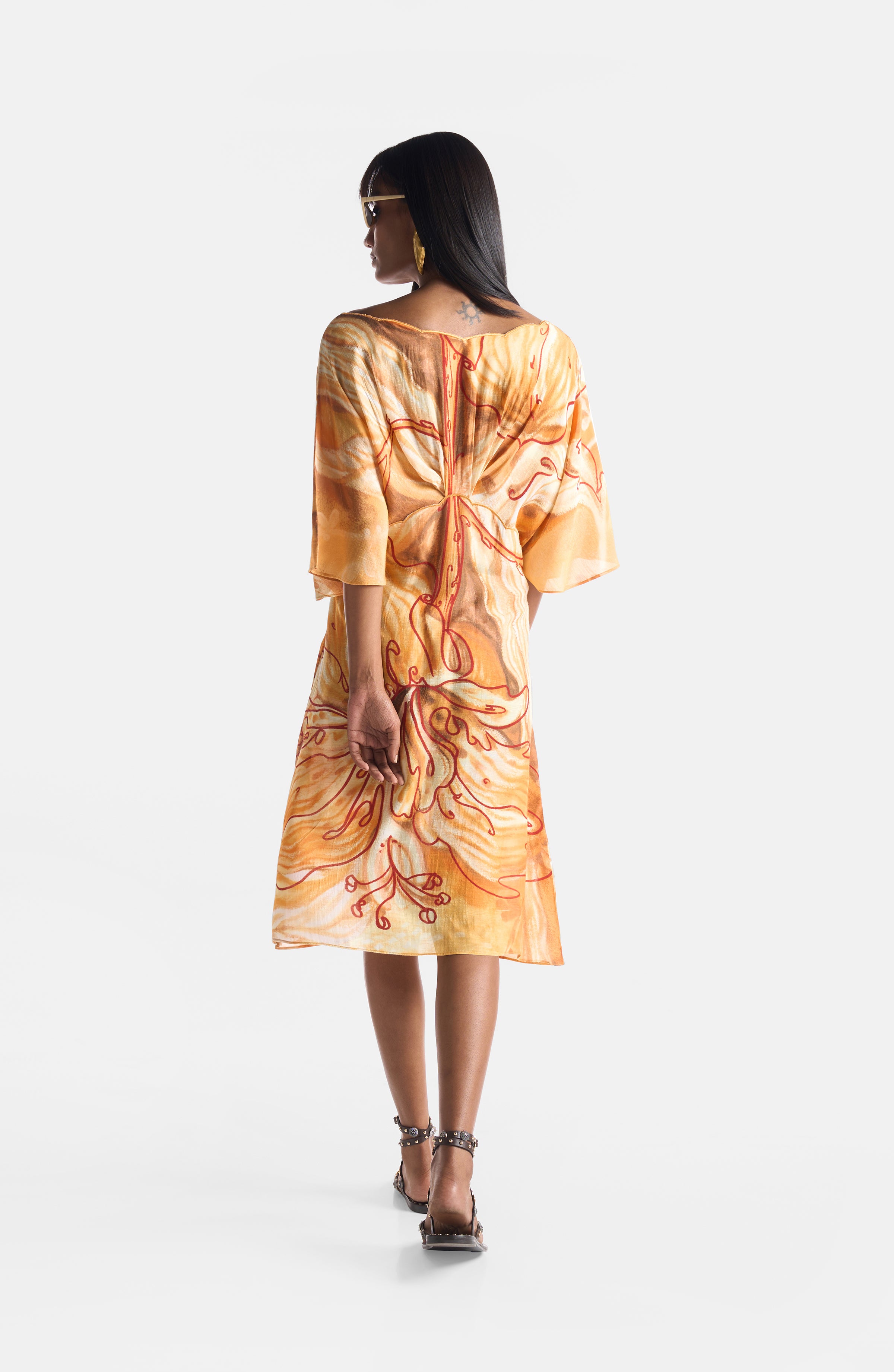 APRICOT SCALLOP DRESS
