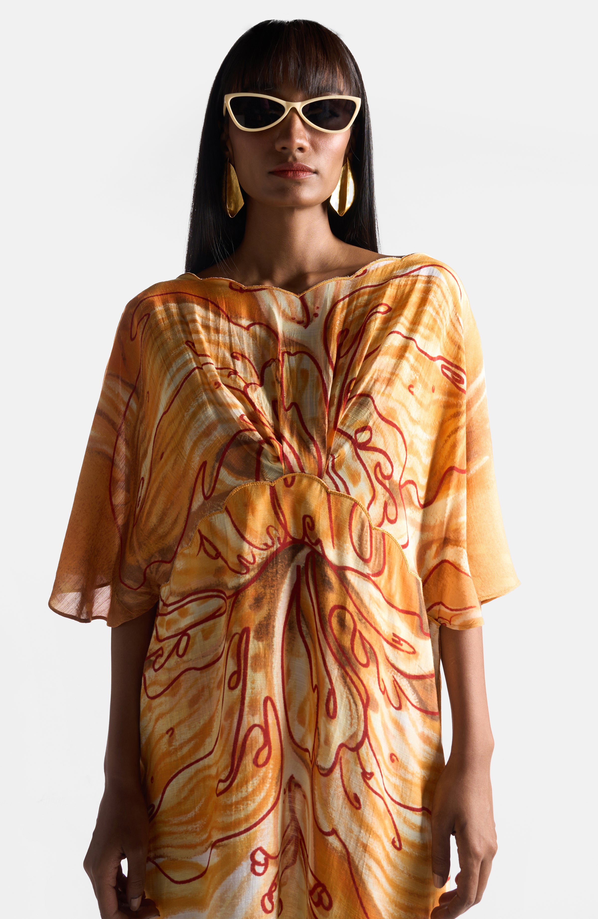 APRICOT SCALLOP DRESS