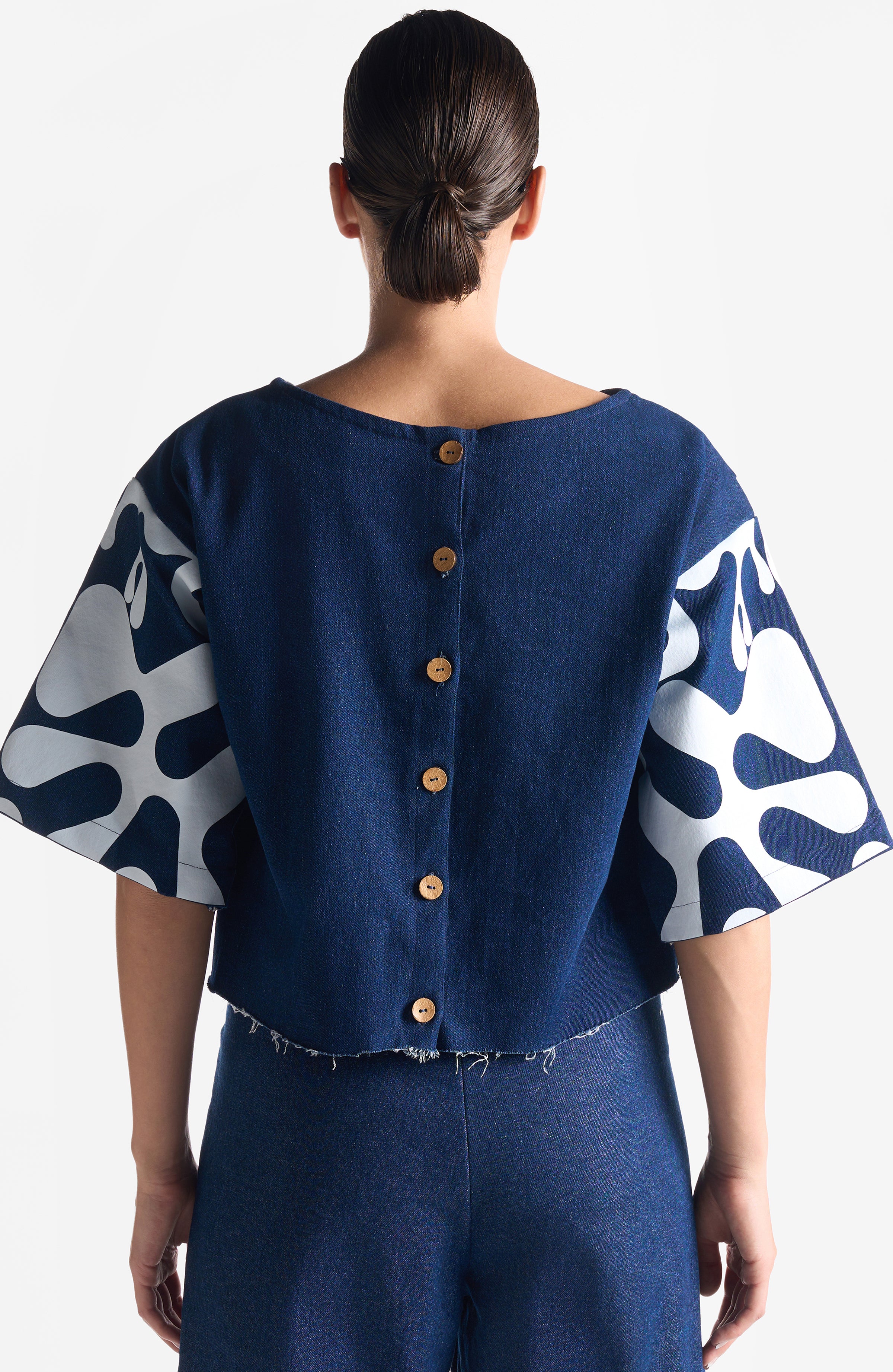 DENIM BLANC ABSTRACT TOP