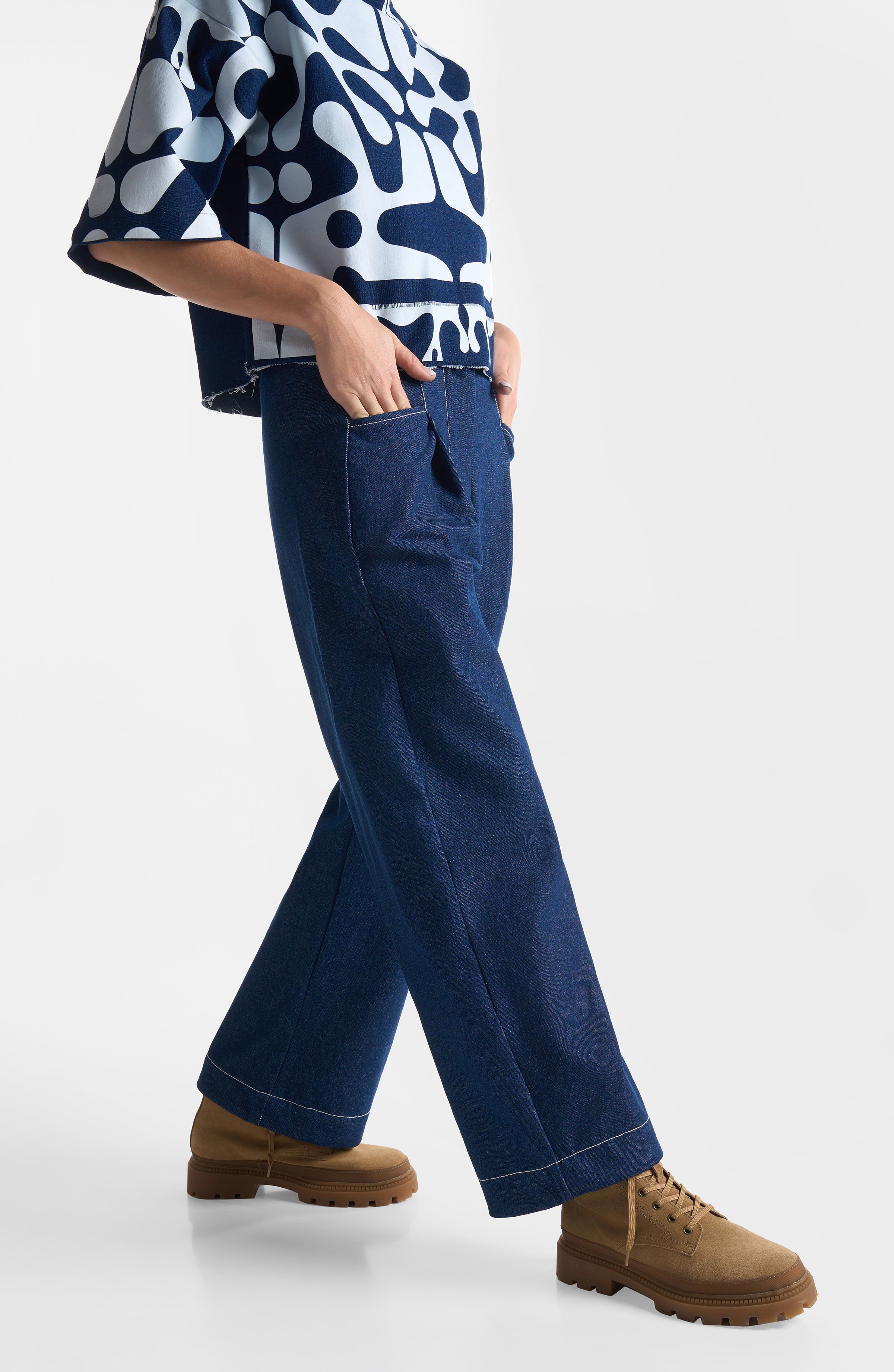 DENIM PLEAT PANTS