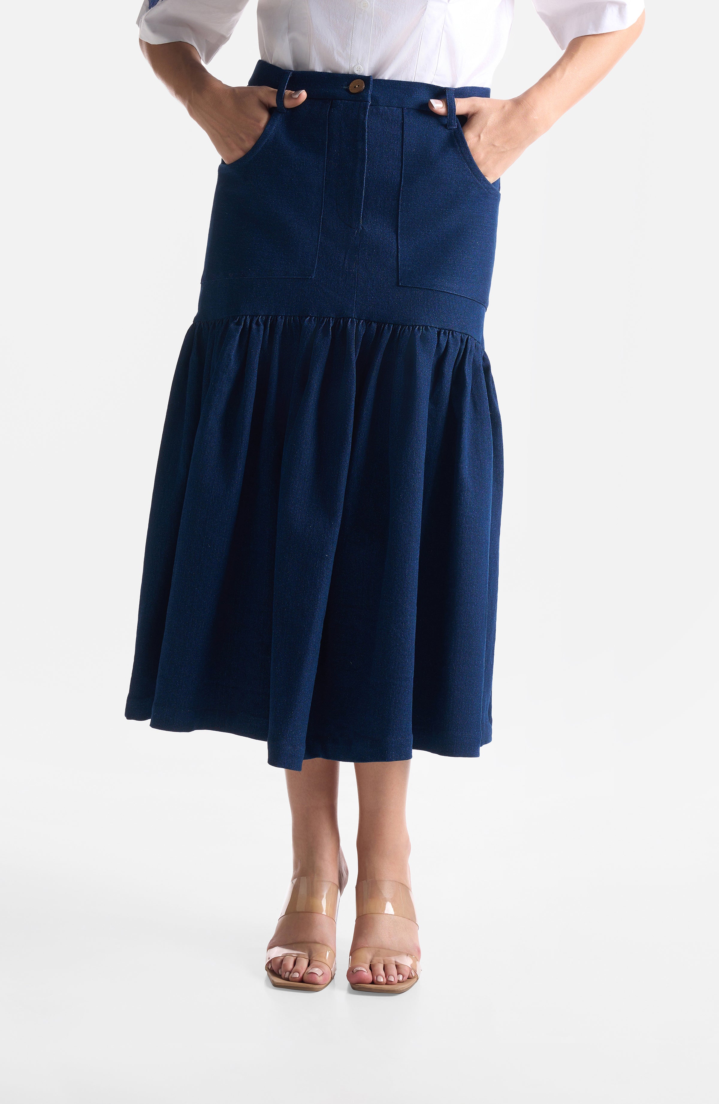 DENIM GATHER SKIRT