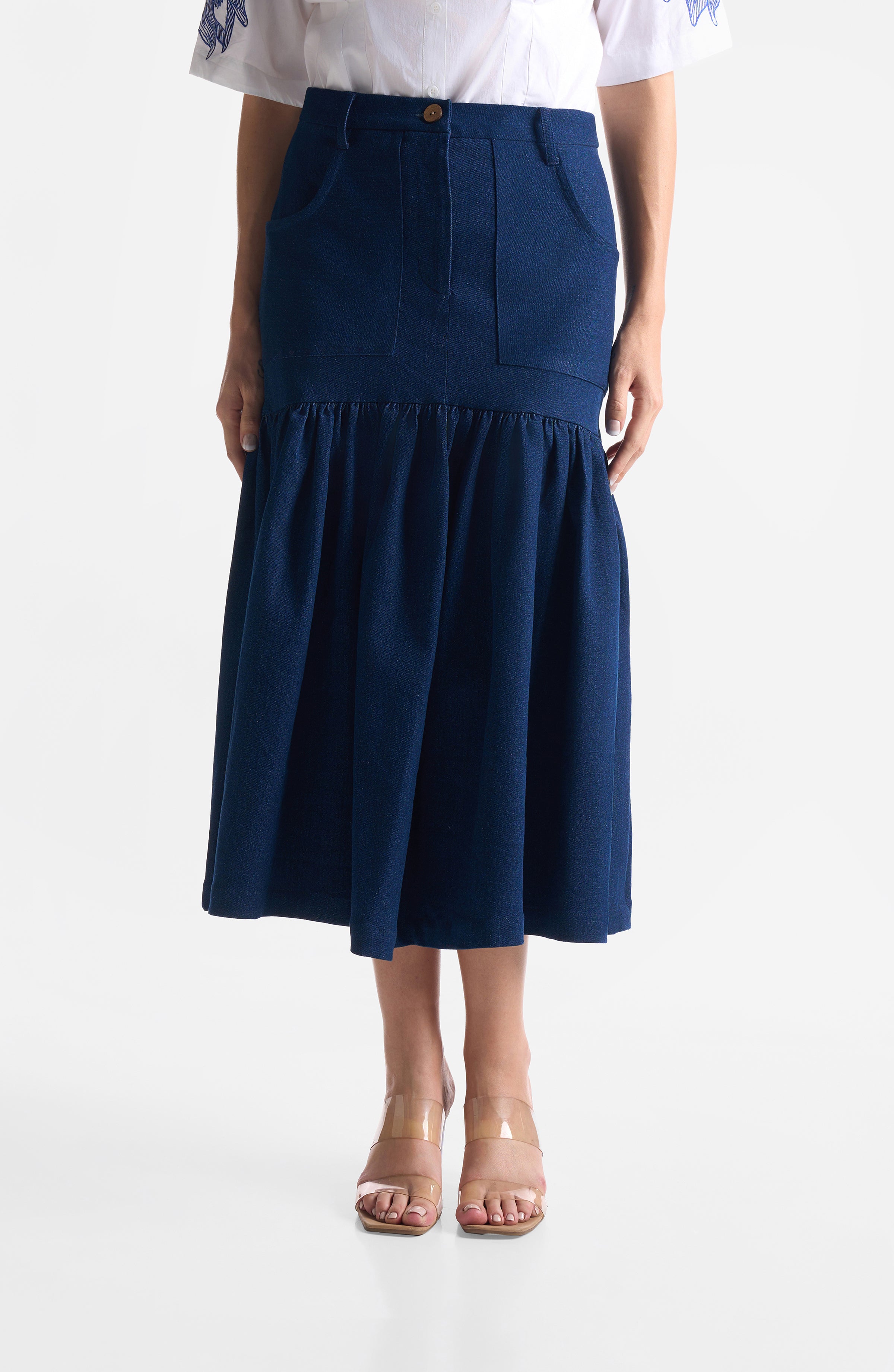 DENIM GATHER SKIRT