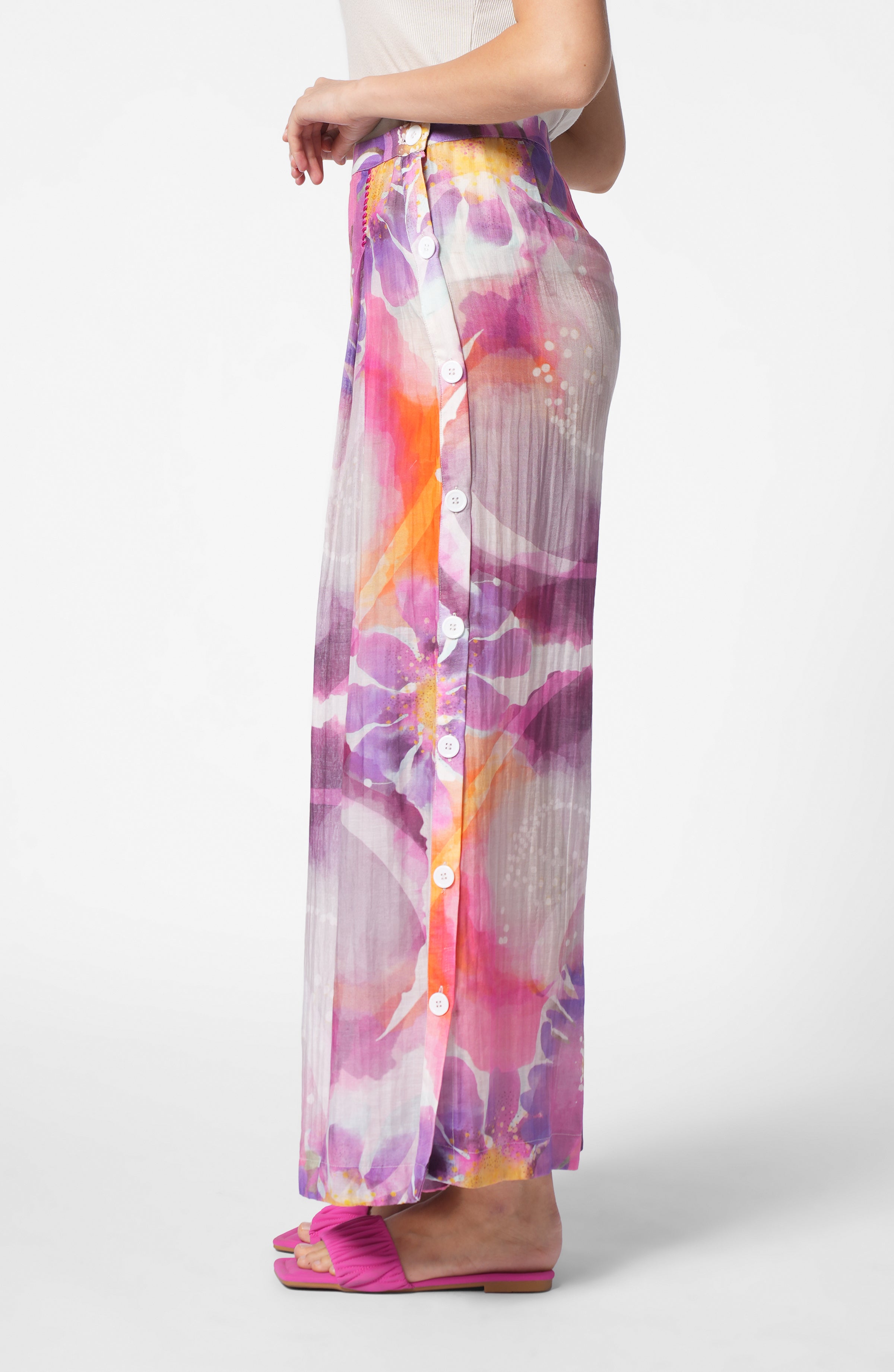 TWILIGHT BLOSSOMS PLEATED PANTS