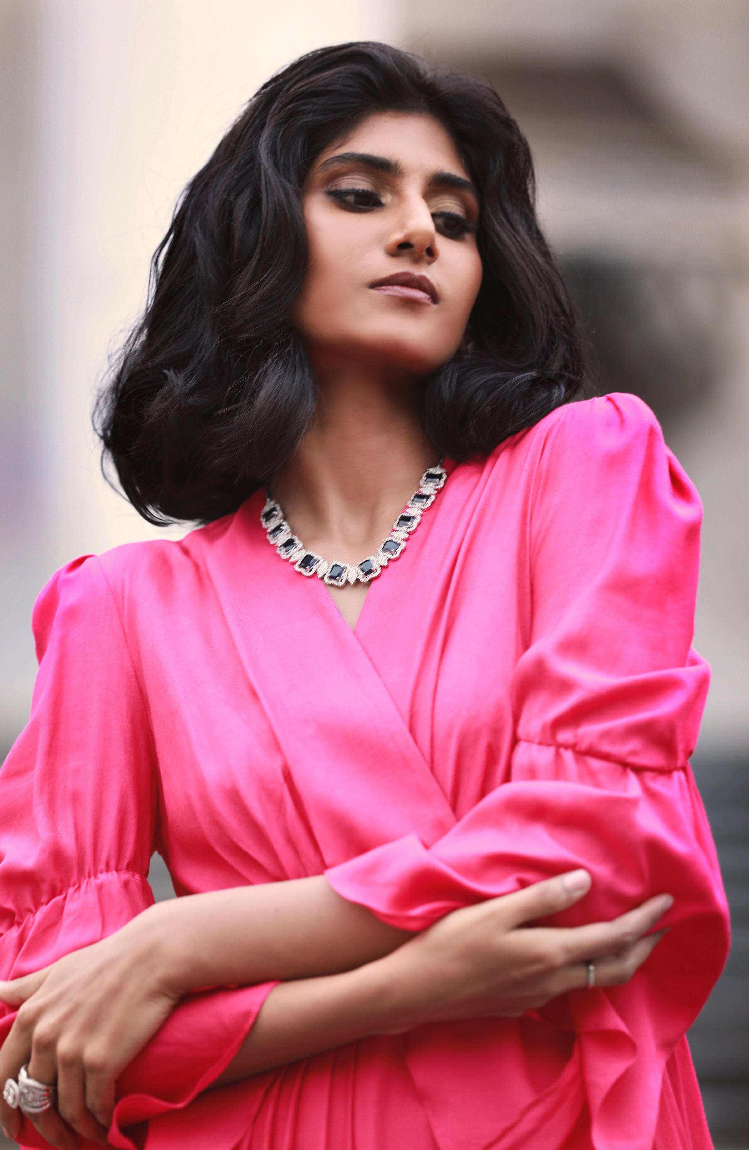 DEEP PINK OVERLAY DRESS